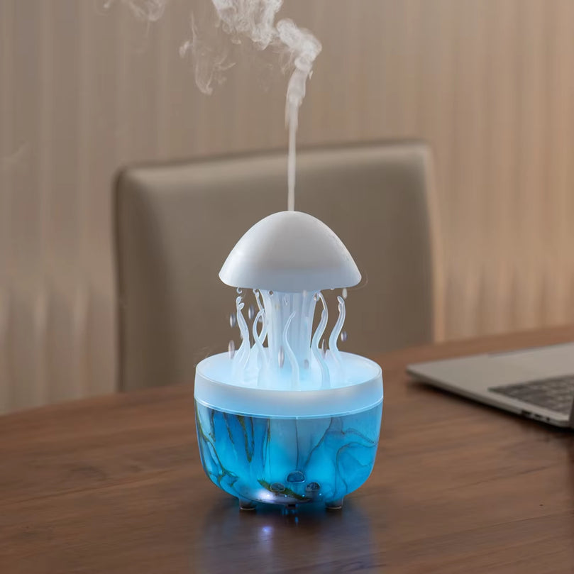 Remote Control Raindrop Air Humidifier Aromatherapy Diffuser Rotate Swing Jellyfish Lamp Electric Aroma Essential Oil Diffuser