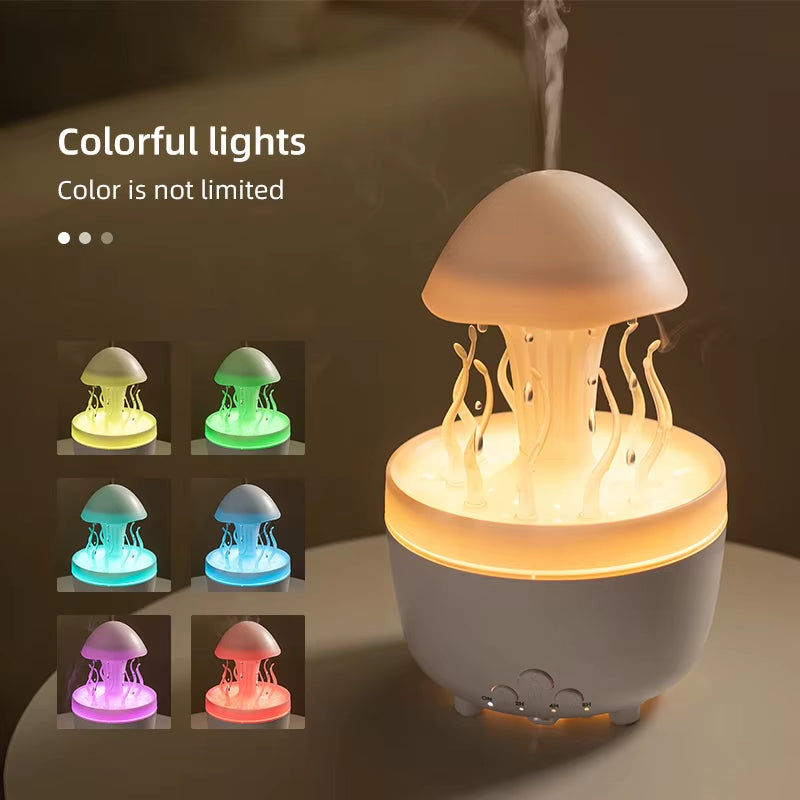 Remote Control Raindrop Air Humidifier Aromatherapy Diffuser Rotate Swing Jellyfish Lamp Electric Aroma Essential Oil Diffuser