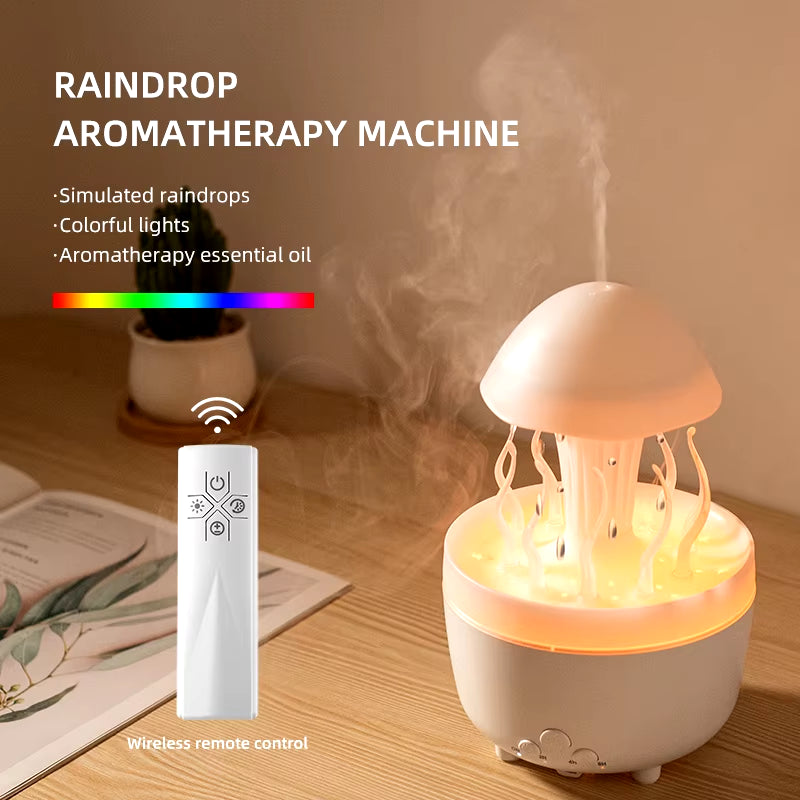 Remote Control Raindrop Air Humidifier Aromatherapy Diffuser Rotate Swing Jellyfish Lamp Electric Aroma Essential Oil Diffuser